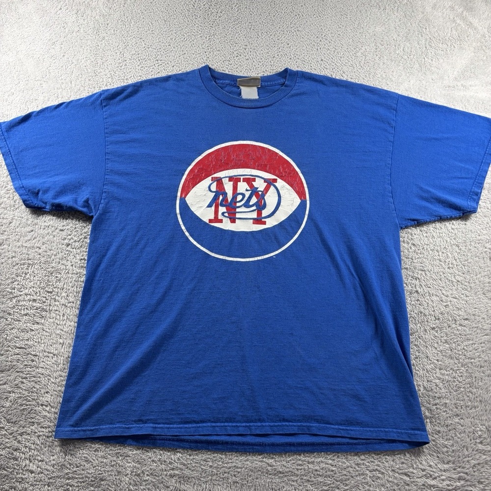 VINTAGE New York Nets T Shirt Mens XL Blue Red Erving #32